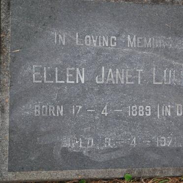 LUGGER Ellen Janet 1889-1971