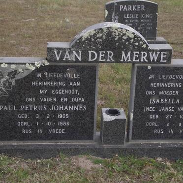 MERWE Paul Petrus Johannes, van der 1905-1986 &amp; Isabella Maria JANSE VAN VUUREN 1907-1996
