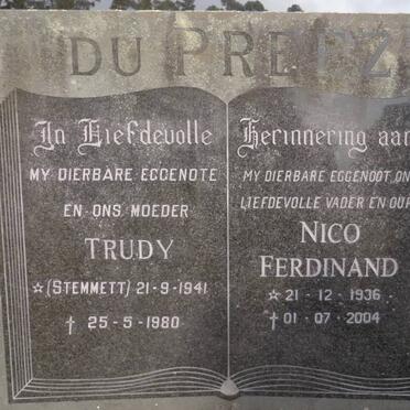 PREEZ Nico Ferdinand, du 1936-2004 &amp; Trudy STEMMETT 1941-1980