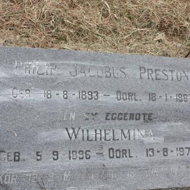 PRESTON Philip Jacobus 1893-1967 &amp; Wilhelmina 1896-1977