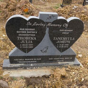 STEVEN Thobeka Julia 1937-1995 &amp; Zanemvula Joseph 1956-2013
