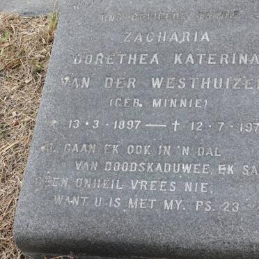 WESTHUIZEN Zacharia Dorethea Katerina, van der nee MINNIE 1897-1975