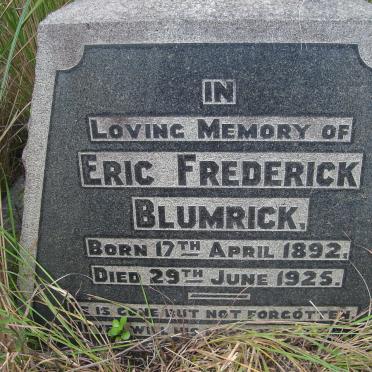 BLUMRICK Eric Frederick 1892-1925