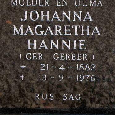 BARLOW Johanna Magaretha nee GERBER 1882-1976