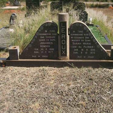 ROUX Johannes Hendrik, le 1886-1977 &amp; Sarah Maria DU PLESSIS 1895-1970