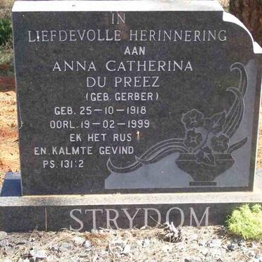 STRYDOM Anna Catherina du Preez nee GERBER 1918-1999