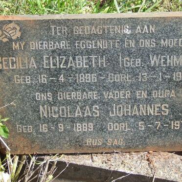 POTGIETER Nicolaas Johannes 1889-1975 &amp; Cecilia Elizabeth WEHMEYER 1896-1966 