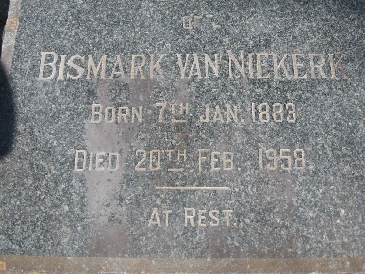 NIEKERK Bismark, van 1883-1958