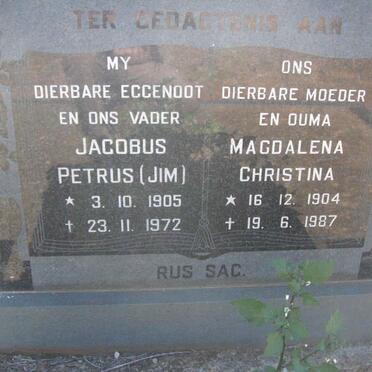 ? Jacobus Petrus  1905-1972 &amp; Magdalena Christina 1904-1987
