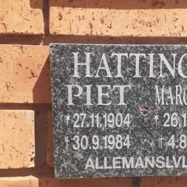 HATTINGH Piet 1904-1984 &amp; Margaret 1910-1998