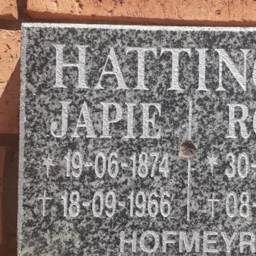 HATTINGH Japie 1874-1966 &amp; Rose 1883-1967