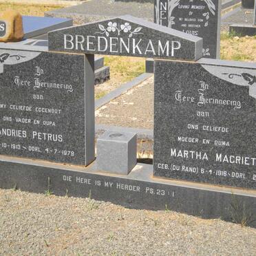 BREDENKAMP Andries Petrus 1913-1979 &amp; Martha Magrietha DU RAND 1916-1996