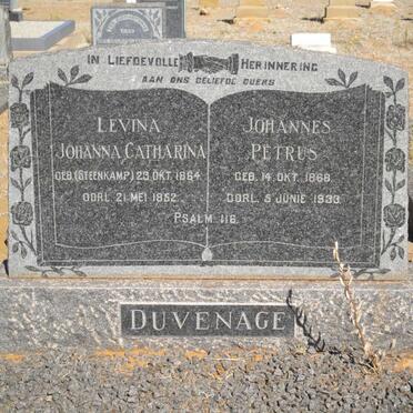 DUVENAGE Johannes Petrus 1868-1933 &amp; Levina Johanna Catharina STEENKAMP 1864-1952