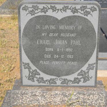 PAHL Charl Johan 1892-1963