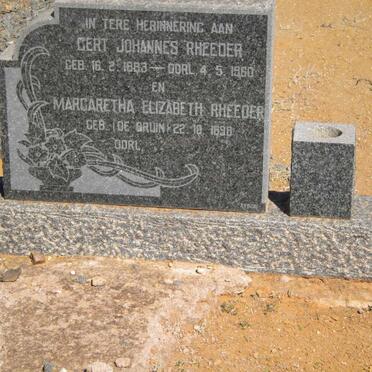 RHEEDER Gert Johannes 1883-1960 &amp; Margaretha Elizabeth DE BRUIN 1898-