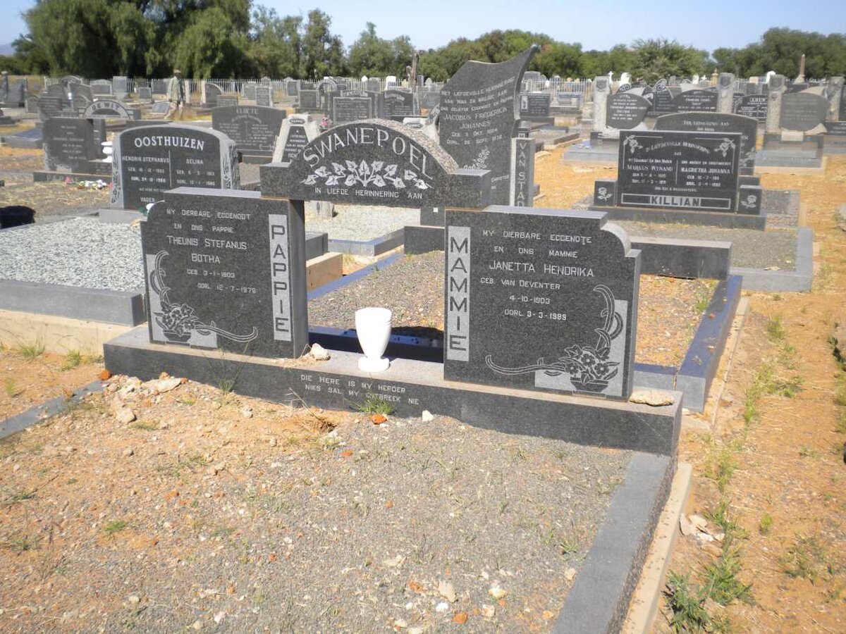 SWANEPOEL Theunis Stefanus Botha 1903-1978 &amp; Janetta Hendrika VAN DEVENTER 1903-1989