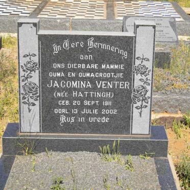 VENTER Jacomina nee HATTINGH 1911-2002