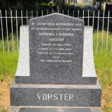 VORSTER ? &amp; Hendrina Cathorina V.D. LINDE 1873-1946