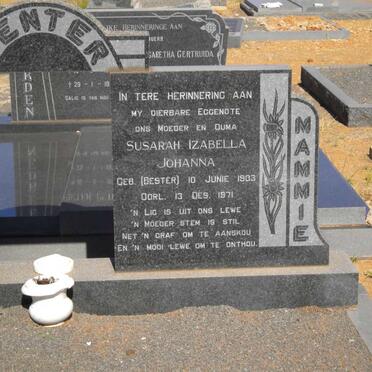 VENTER Susarah Izabella Johanna nee BESTER 1903-1971