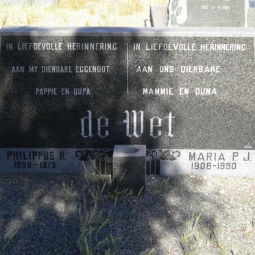 WET Philippus R., de 1898-1973 &amp; Maria P.J. 1906-1990