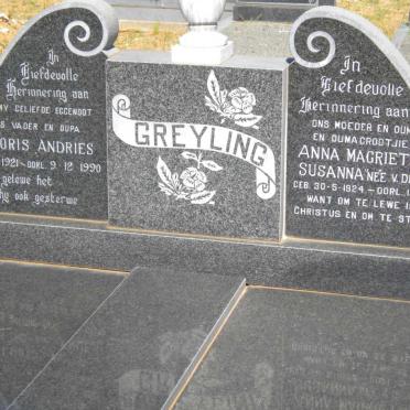 GREYLING Floris ANdries 1921-1990 &amp; Anna Magrietha Susanna  V. DEVENTER 1924-2007