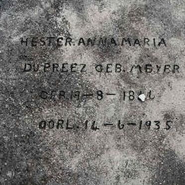PREEZ Hester Anna Maria, du nee MEYER 18?6-1935
