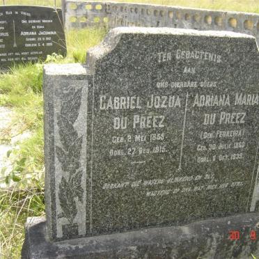 PREEZ Gabriel Jozua, du 1855-1915 &amp; Adriana Maria FERREIRA 1860-1939