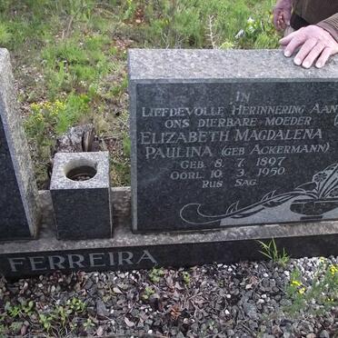 FERREIRA Elizabeth Magdalena Paulina nee ACKERMANN 1897-1950