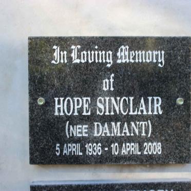 SINCLAIR Hope nee DAMANT 1936-2008