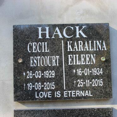 HACK Cecil Estcourt 1929-2015 &amp; Karalina Eileen 1934-2015