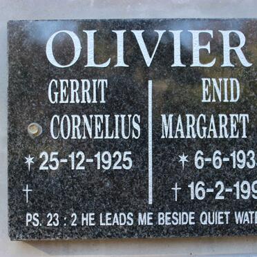 OLIVIER Gerrit Cornelius 1925- &amp; Enid Margaret 1935-1998