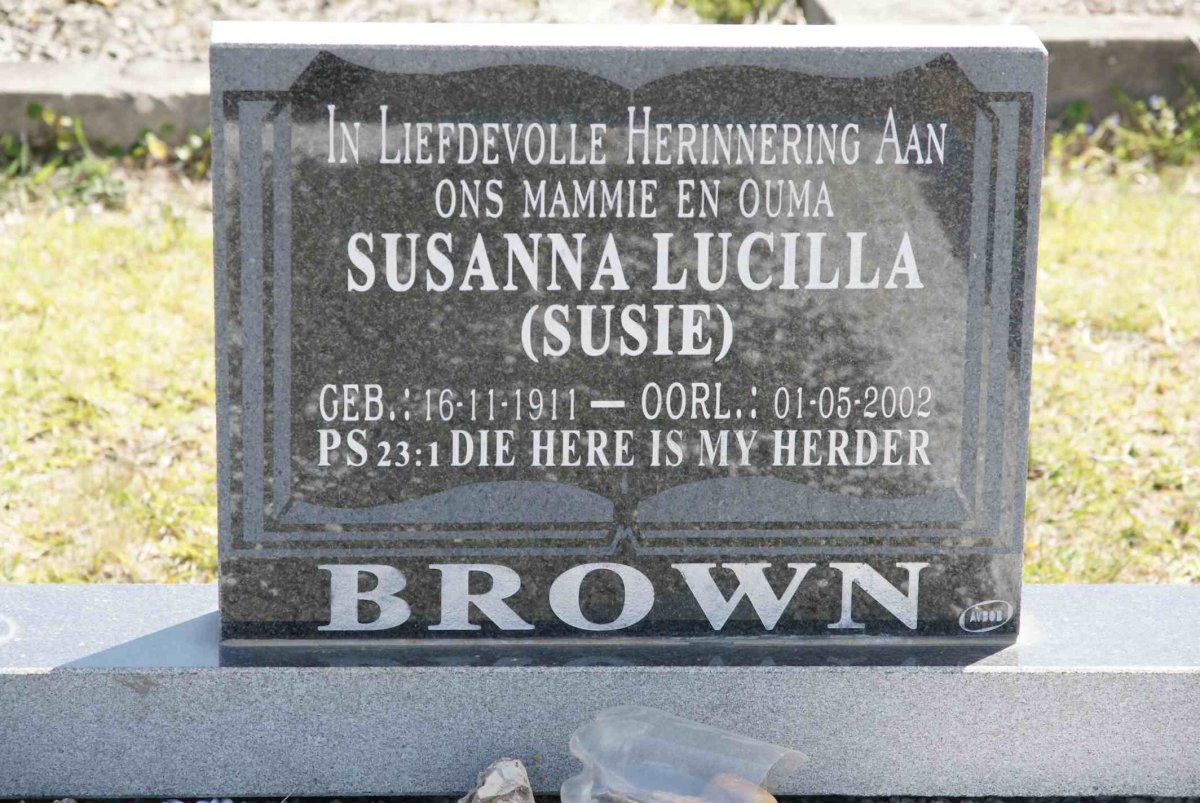 BROWN Susanna Lucilla 1911-2002