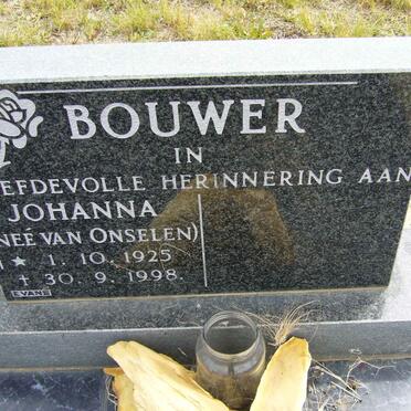BOUWER Johanna nee VAN ONSELEN 1925-1998