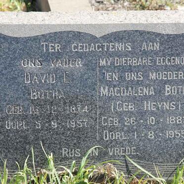BOTHA David E. 1874-1957 &amp; Magdalena Botha HEYNS 1882-1955