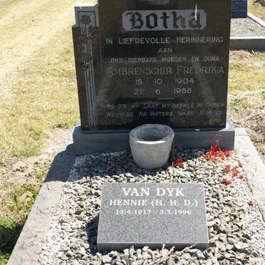 BOTHA Ambrenschir Frederika 1904-1968 :: VAN DYK H.H.D. 1917-1996