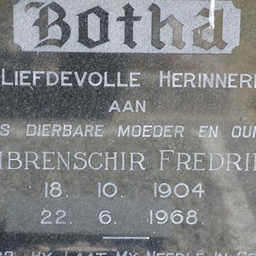 BOTHA Ambrenschir Frederika 1904-1968 :: VAN DYK H.H.D. 1917-1996