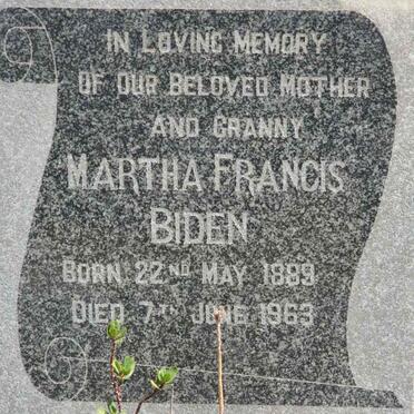 BIDEN Martha Francis 1889-1963