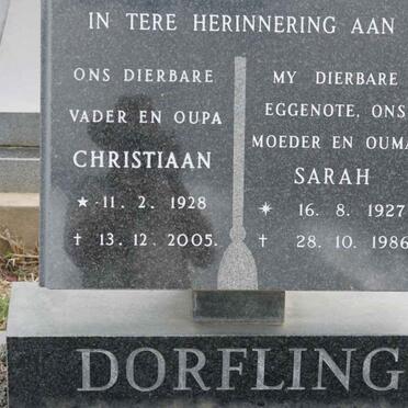 DORFLING Christiaan 1928-2005 &amp; Sarah 1927-1986