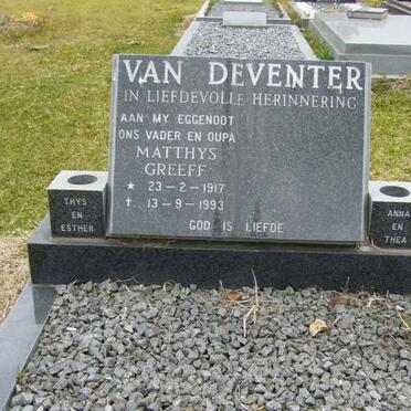 DEVENTER Matthys Greeff, van 1917-1993