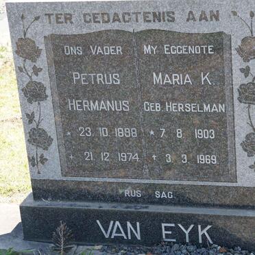 EYK Petrus Hermanus, van 1898-1974 &amp; Maria K. HERSELMAN 1903-1969