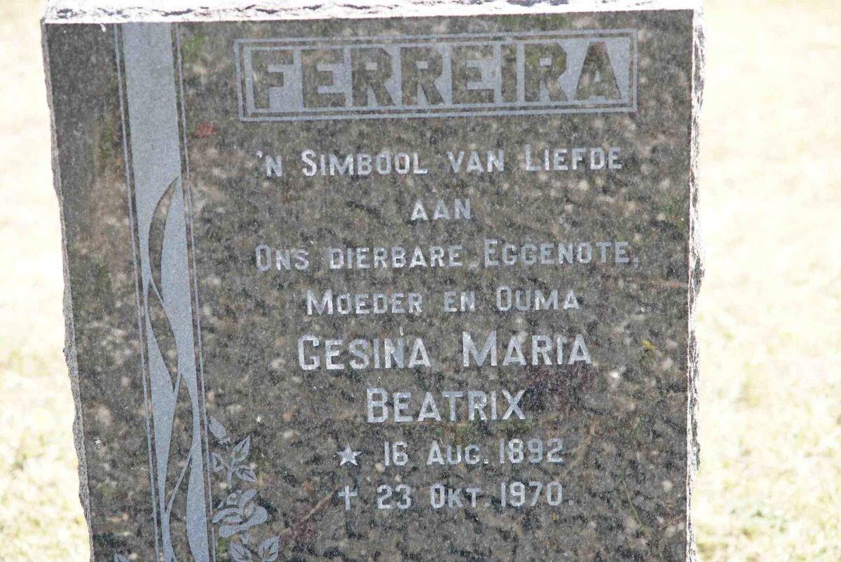 FERREIRA Gesina Maria Beatrix 1892-1970