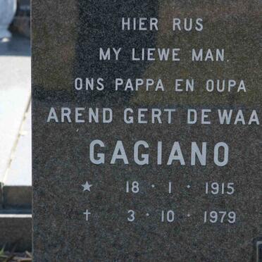 GAGIANO Arend Gert de Waal 1915-1979