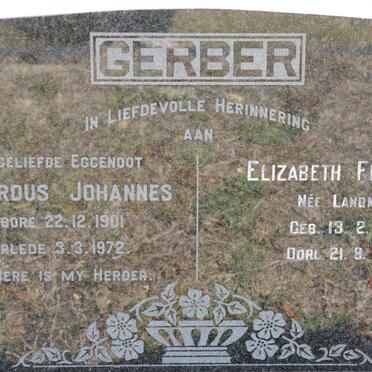 GERBER Gerhardus Johannes 1901-1972 &amp; Elizabeth Francina LANDMAN 1901-1974