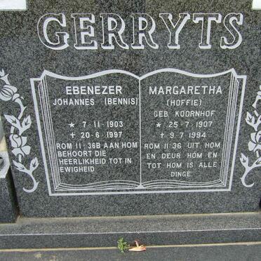 GERRYTS Ebenezer Johannes 1903-1997 &amp; Margaretha KOORNHOF  1907-1994