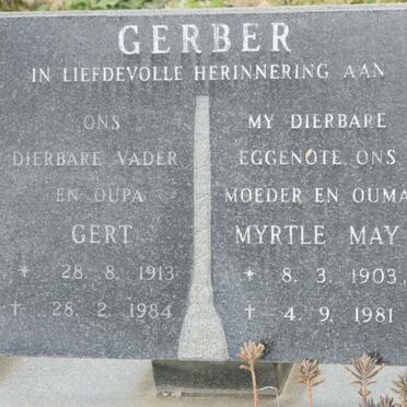 GERBER Gert 1913-1984 &amp; Myrtle May 1903-1981