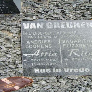 GREUNEN Andries Lourens, van 1930-2003 &amp; Magaritha Elizabeth 1932-