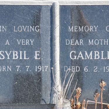 GAMBLE Sybil E. 1917-1975