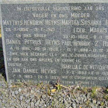 HEYNS :: MARAIS :: DE WET