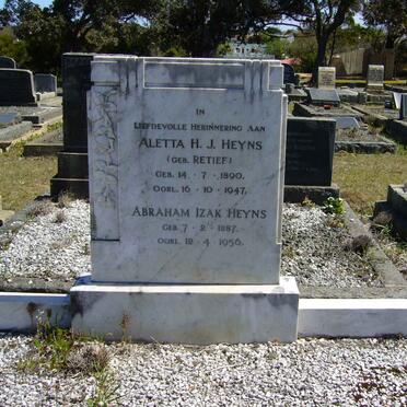 HEYNS Abraham Izak 1887-1956 &amp; Aletta H.J. RETIEF 1890-1947