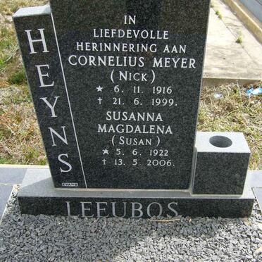 HEYNS Cornelius Meyer 1916-1999 &amp; Susanna Magdalena 1922-2006